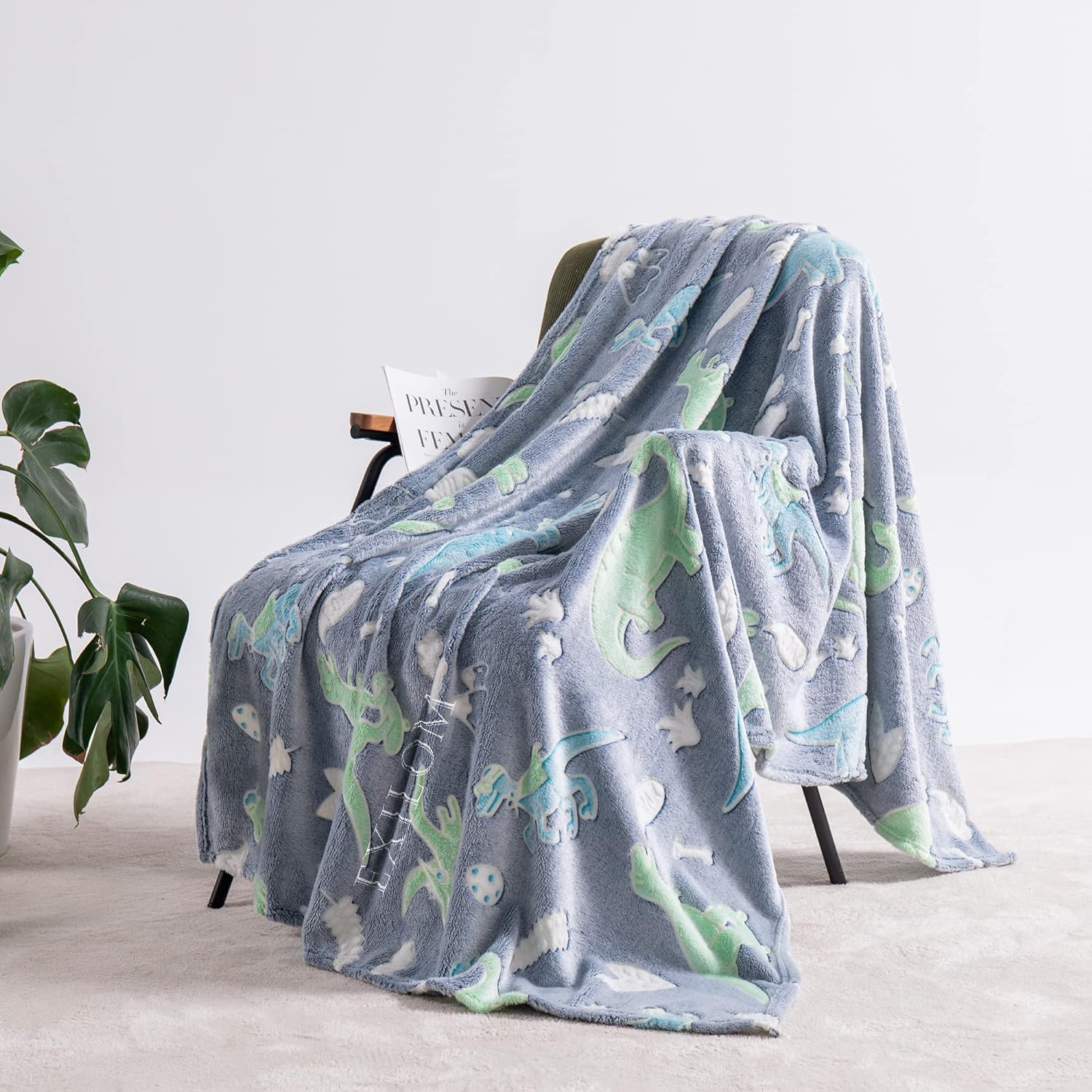 EXILOM Glow in The Dark Blanket Dinosaur Gift for Kids Girls Birthday  Christmas Halloween Present Light Up Rainbow Dinosaur Toy Bedroom Bed Decor  Fun