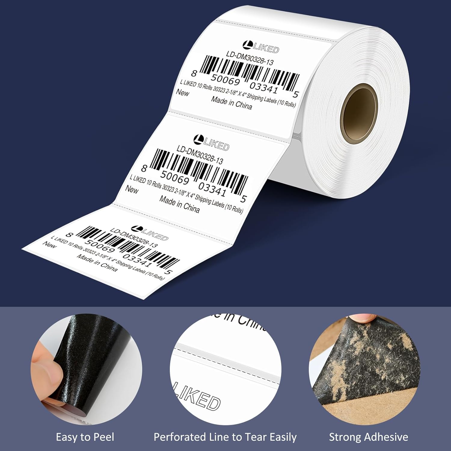 L LIKED 3" x 2" Direct Thermal Labels, Permanent Adhesive Barcode Shipping Label & Compatible with Rollo, Zebra and Other Desktop Printers (1 Roll, 700 Labels) - Image 4