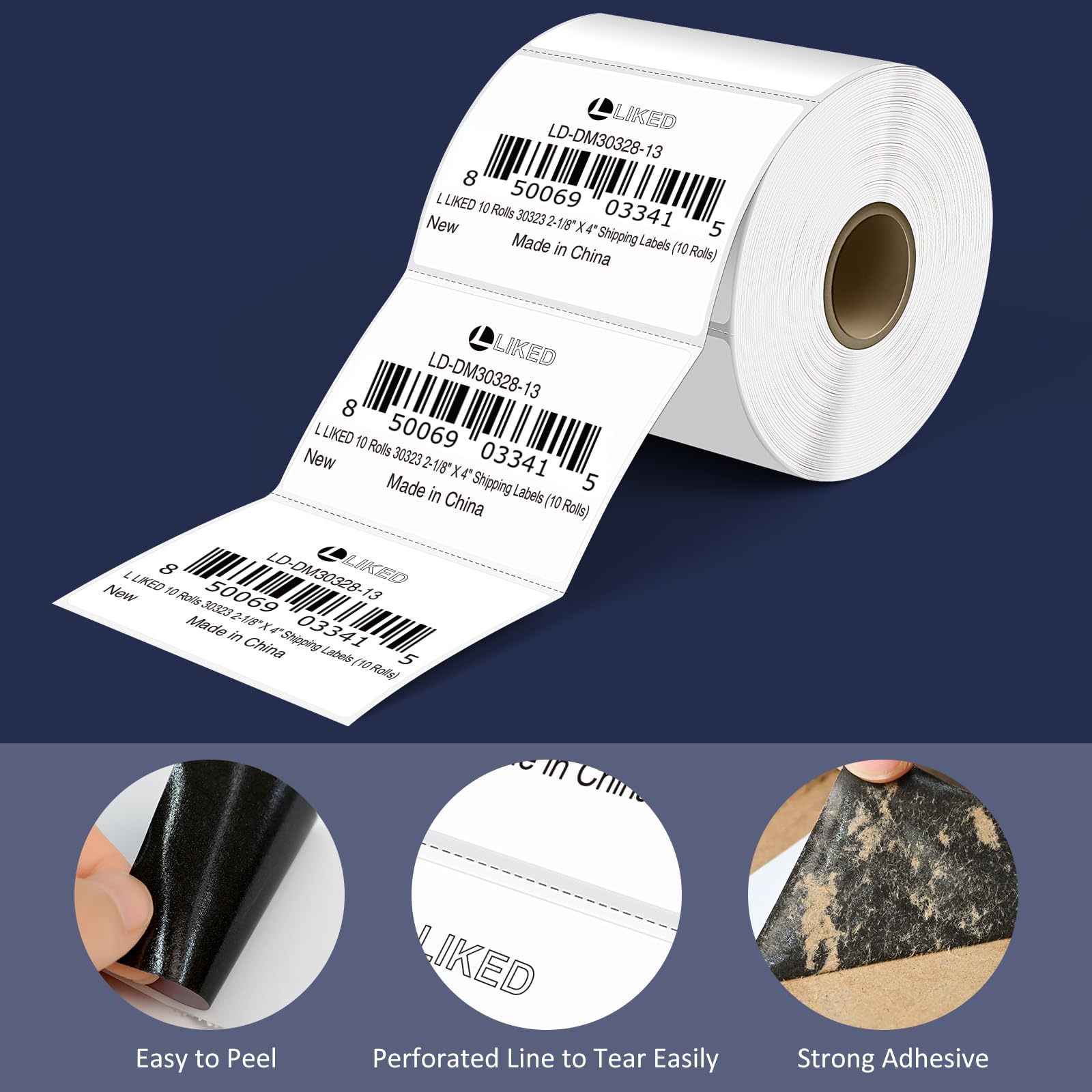 L LIKED Thermodirekt-Etiketten, 7,6 x 5,1 cm, perforiertes Barcode-Versandetikett, kompatibel mit Rollo, Zebra und anderen Desktop-Druckern (1 Rolle, 700 Etiketten)