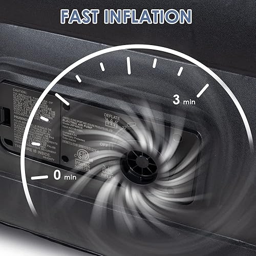 Miniatura 4 de JEAOUIA Colchón de aire tamaño individual con bomba incorporada para colchones inflables portátiles con parte superior flocada 18, cama de aire