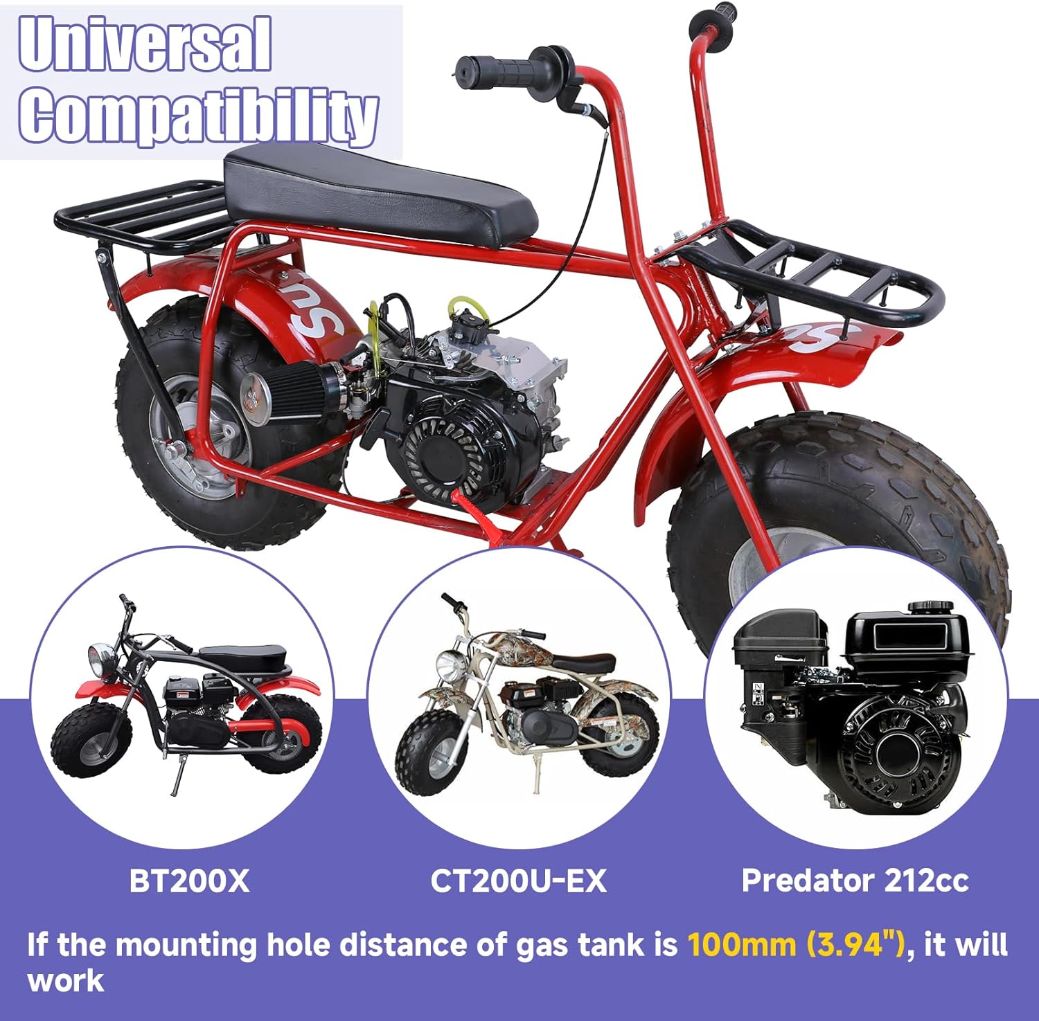 Engine Motor Mounting Throttle Top Plate Kit Replacement for Predator 212 224 196cc GX160 GX200 GX140 Coleman CT200U CT200U-EX BT200X Baja Trailmaster MB200 Small Engine Mini Bike Go Kart Parts