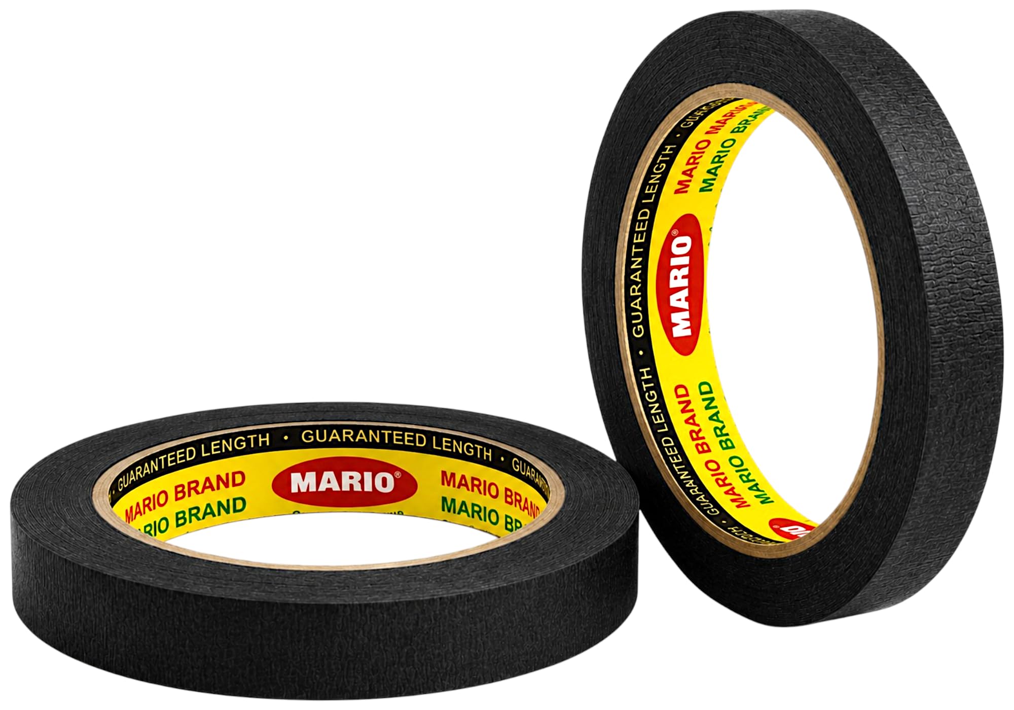 Mario Black Masking Tape - 20 Meter Length, 6mm Width – Strong Adhesion Tape for DIY, Labelling, Carpenter & Painting Use – Easy Tear, No Residue – Pack of 24 Rolls