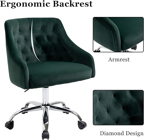 Miniatura 5 de ANOUR Silla moderna de oficina en casa, silla de trabajo ajustable de terciopelo, silla de escritorio para computadora, sillón giratorio, silla de