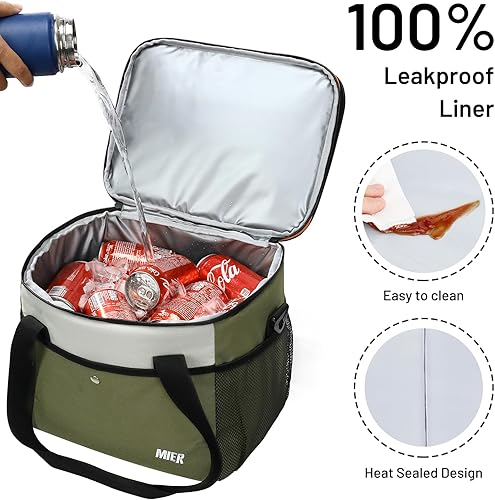 Miniatura 8 de MIER Lonchera expandible de 24 litros, doble capa, aislada, suave, enfriadora, 30latas, para hombres y adultos, cajas de almuerzo a prueba de fugas