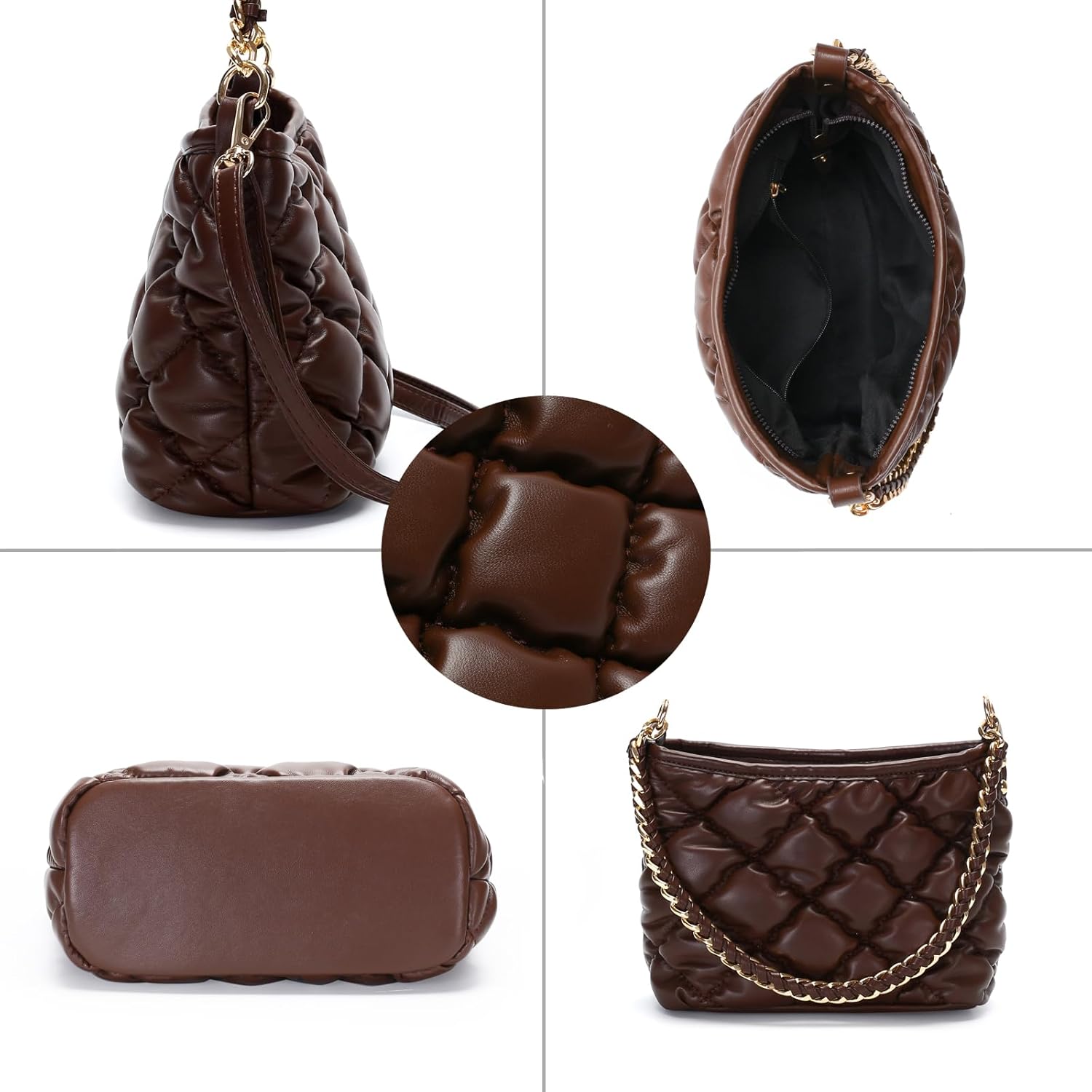 Quilted Crossbody Purses for Women, Ladies Shoulder Bags with Top-handle, Satchel Bag Totes Leather Trendy Handbag - Image 4