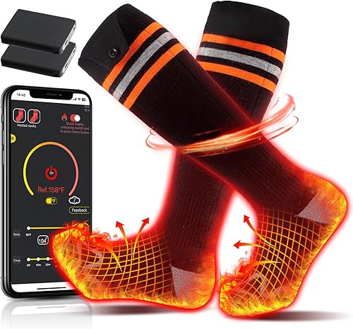 Calcetines térmicos para hombres y mujeres, 5 V 5000 mAh recargables lavables con batería con control de aplicación, calentador eléctrico de pies disponible en Yaxa Peru