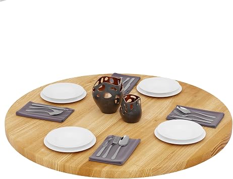LAMO Manufaktur Round Table Top 100 cm Made of Natural Wood Wooden Top for Dining Table Kitchen Table Bistro Table Thickness: 40 mm Colour: Rustic