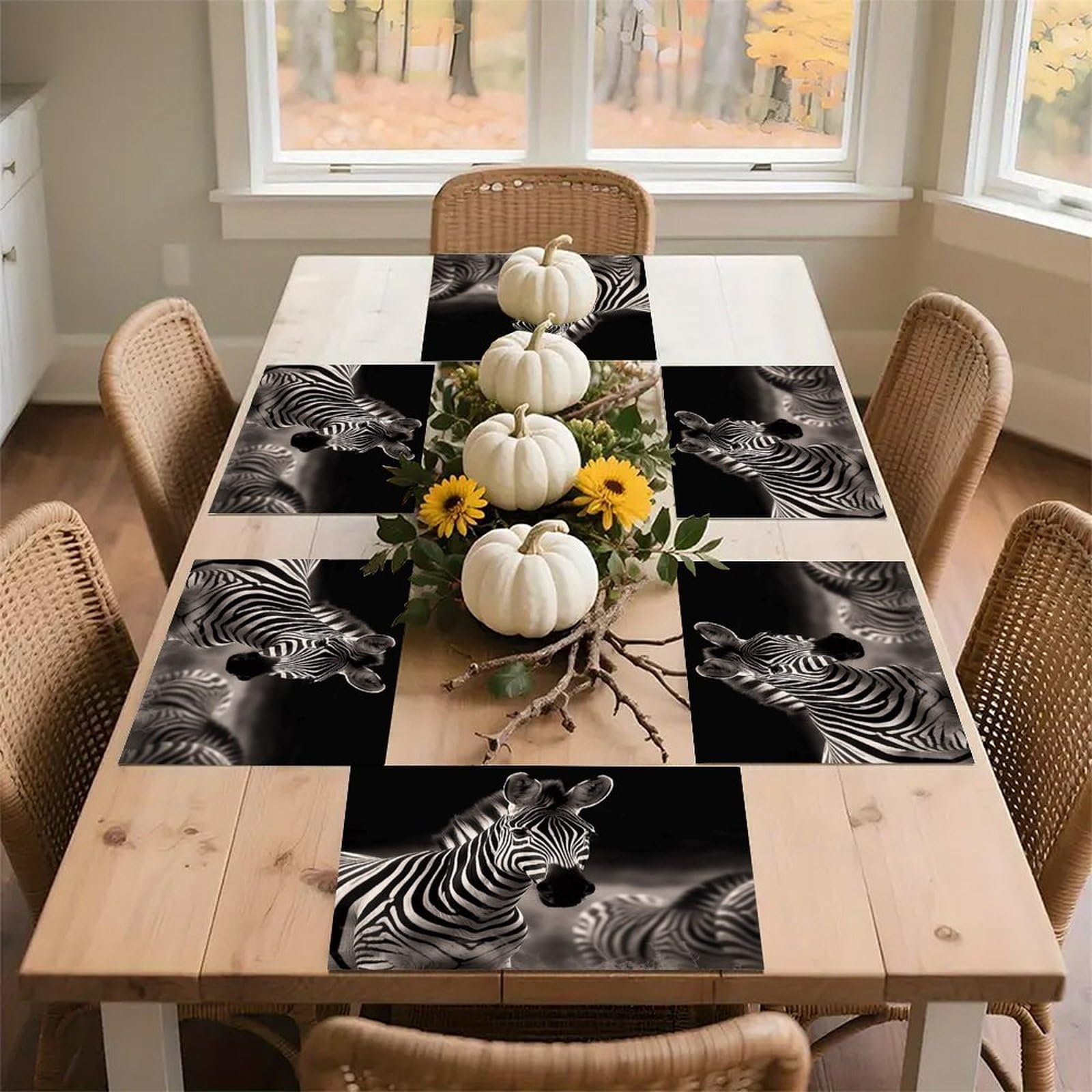 Wild Animals Zebra Placemats Non-Slip Heat Resistant Table Mats Flax Washable Cloth Place Mats Easy to Clean Premium Placemat for Kitchen Dining Table Decor Party Outdoor