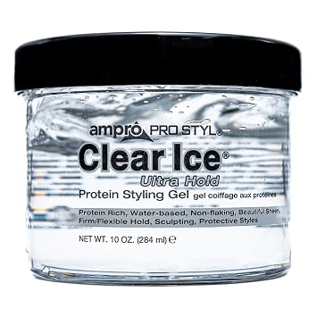 AmPro Pro Styl Clear Ice Styling Gel - Protects and Strengthens Your Strands - Non-Flaking, Alcohol Free, Vegan Formula - Flexible, Touchable Hold for All Hair Types - 10 oz
