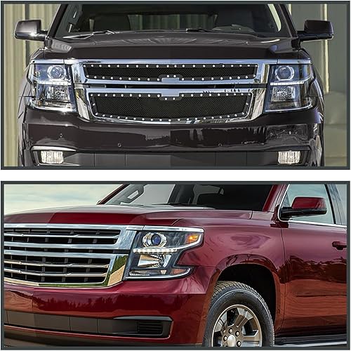 Miniatura 2 de SPEC-D TUNING Faros delanteros con proyector de barra de luz LED negros compatibles con 2015-2020 Chevy Tahoe, Suburban, montaje de faros delanteros