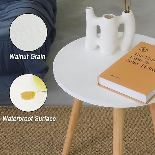 Miniatura 6 de AWASEN Mesa auxiliar redonda/auxiliar, mesita de noche decorativa moderna para sala de estar, dormitorio, oficina, espacios pequeños, 16 pulgadas de