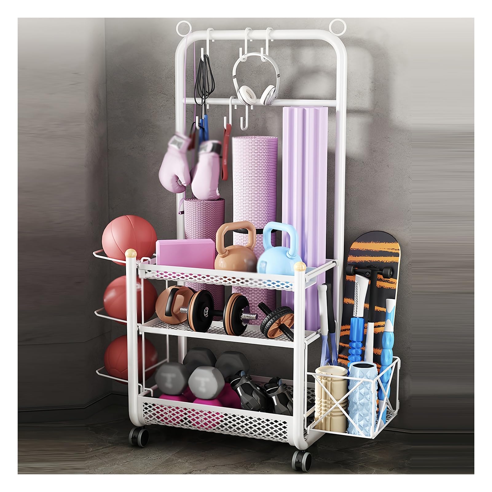 Porta Racchetta Da Tennis. Espositore For Racchetta Da Badminton. Porta Racchette Da Tennis Con Pulegge. For Campo Di Allenamento, Palestra, Scuola, Club, Palestra.