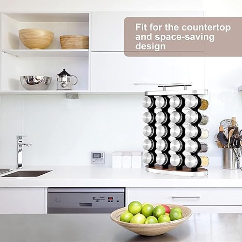 Miniatura 6 de Estante de condimentos de 5 niveles, organizador de especias con 20 tarros de especias vacíos, ideal para encimera y gabinete