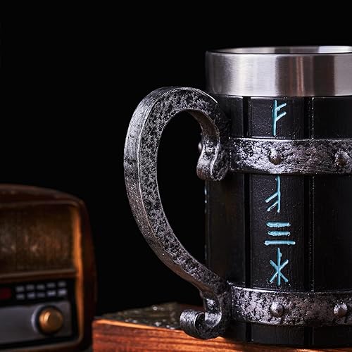 Miniatura 7 de ToyKing Viking - Taza de cerveza de acero inoxidable, tamaño grande, de resina, con dragón, jarra de cerveza, 20 onzas (taza de dragón, verde)