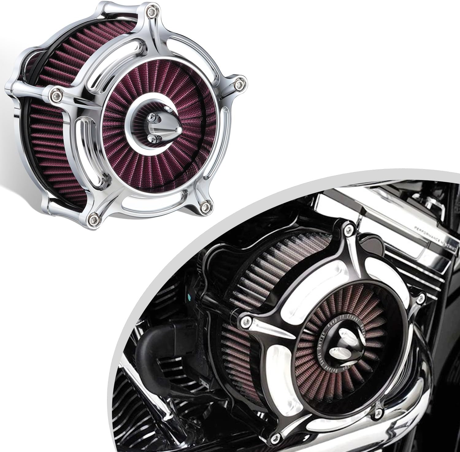 Harley Air Cleaner Filter for Harley for Davidson Air Cleaner Filter Softail Sportster Street Road for King Glide Trike Air Intake A-for Sportster XL 883 1200 Red