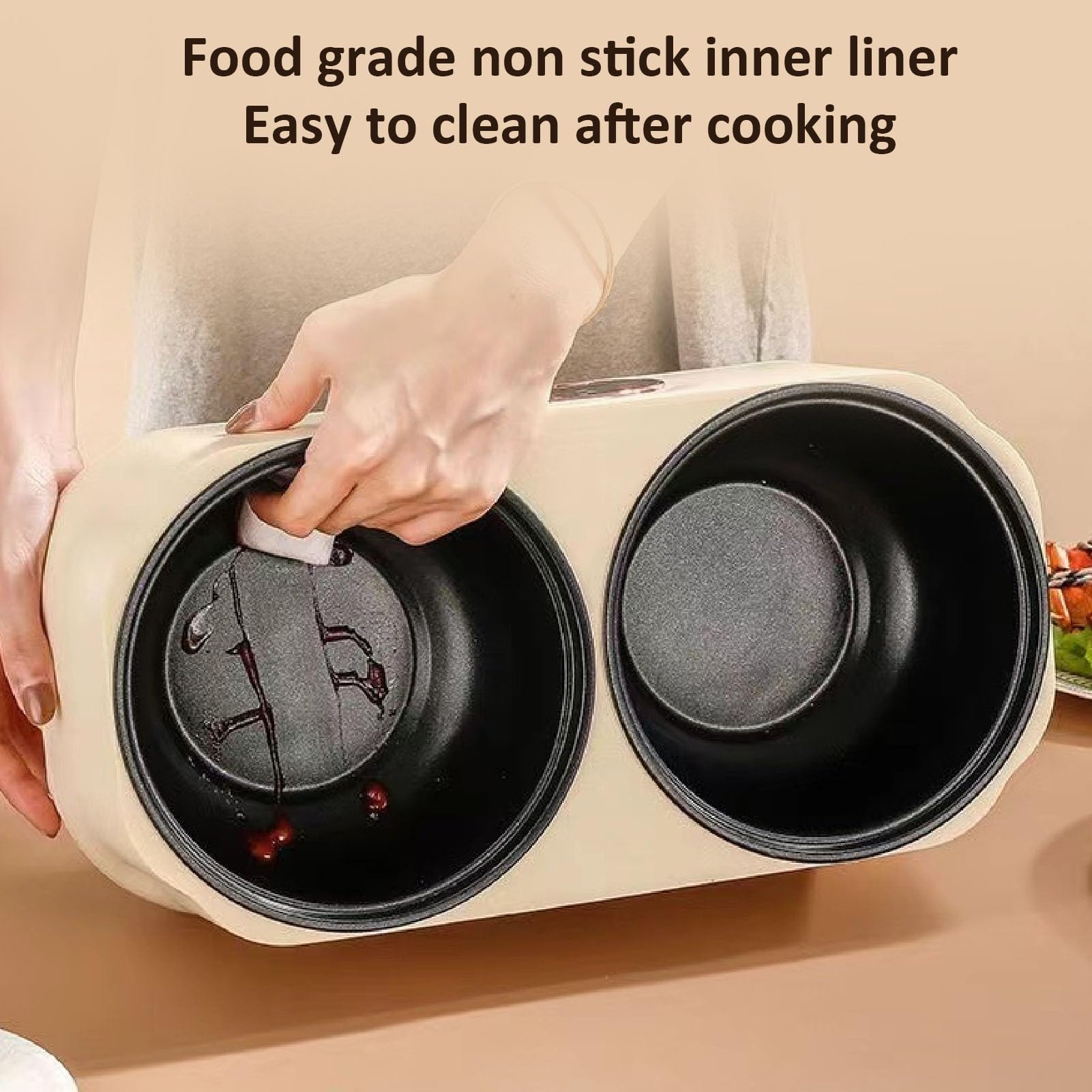 2-in-1-Doppel-Slow-Cooker, Dual-Combo-Slow-Cooker und Reiskocher, Doppel-Innen-Multifunktions-Reiskocher mit 6 Kocheinstellungen, Elektrischer Hot Pot für zu Hause