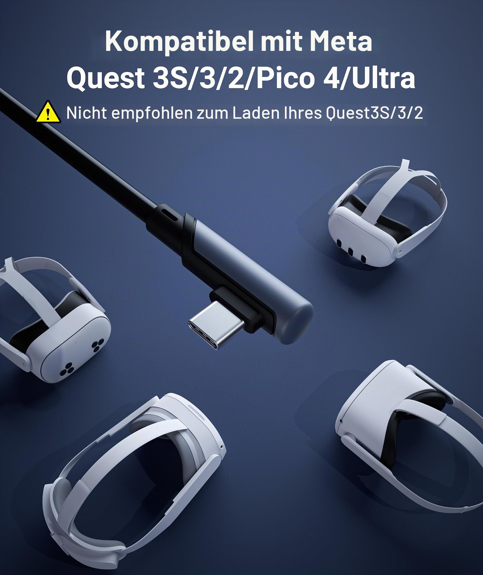 Syntech Link Kabel 6M, Kompatibel mit Oculus Meta Quest 3/3S, Quest2/1/Pro und Pico 4, PC Steam VR Zubehör, High Speed Datenübertragung, USB 3.0 zu USB C Kabel für VR und Gaming PC, Schwarz
