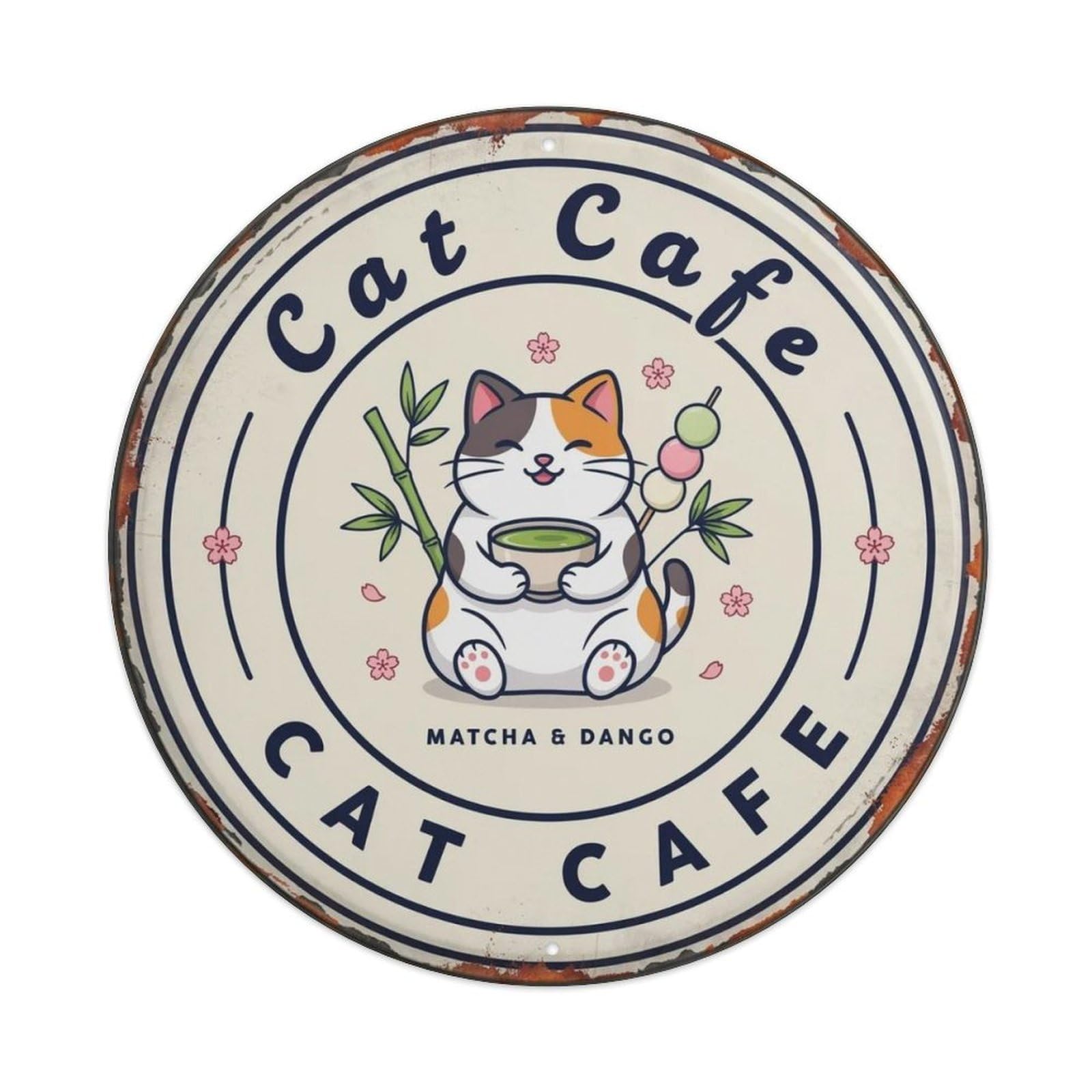 Cat Cafe Showa Japanese Metal Tin Sign Plaque
