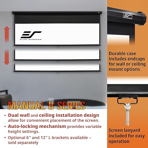 Miniatura 3 de Elite Screens Manual Series 100 pulgadas 43 pantalla de proyección manual con bloqueo automático