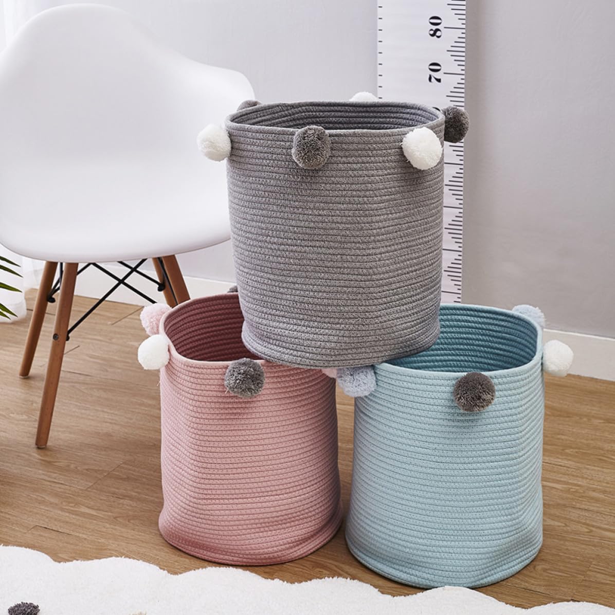 SECFOU Cesto Diseño con Sucia Algodón Capacidad Redondo Gran Ropa de Elegante y Adecuado para Dormitorio y Cuarto de Lavado