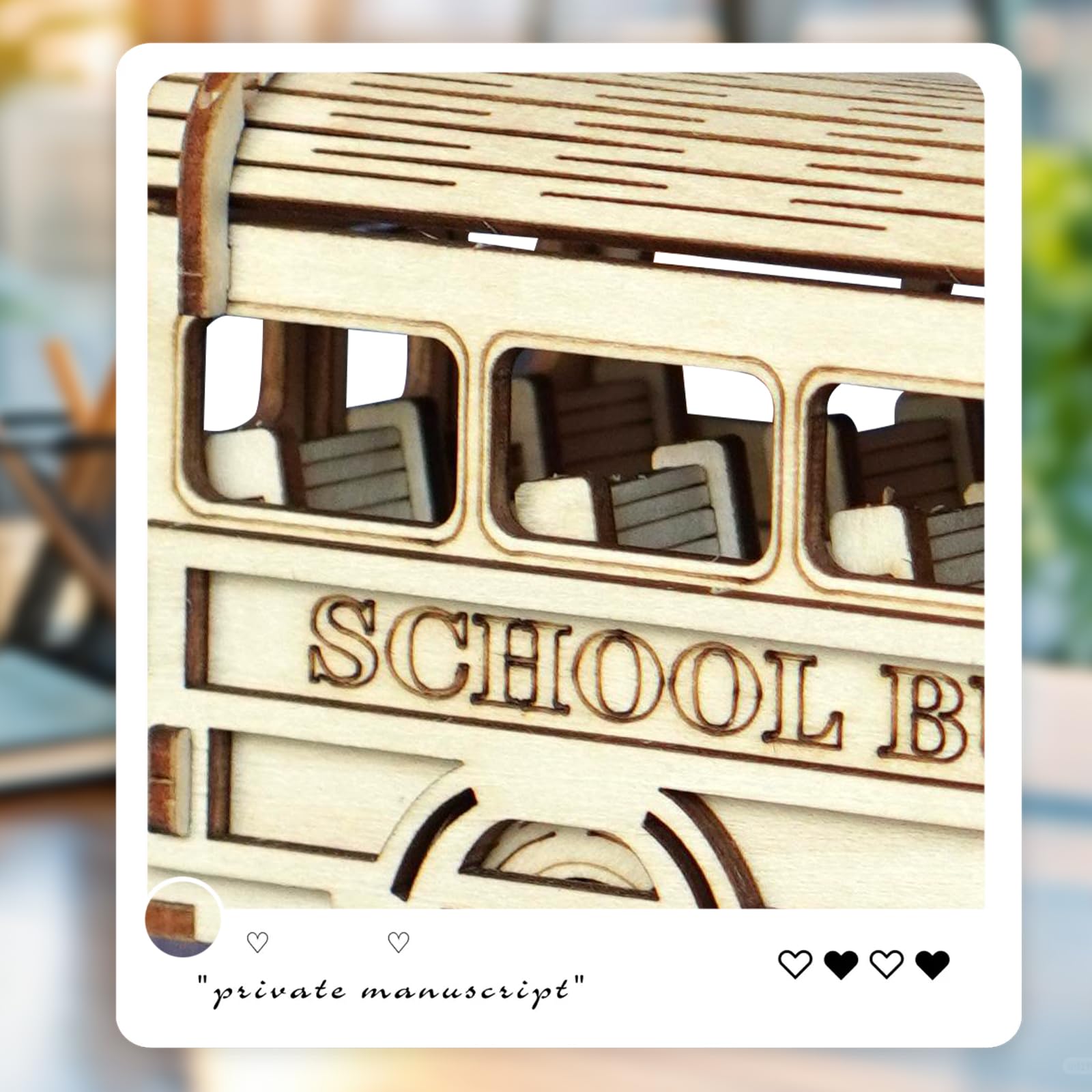 Cuteefun Modellini in Legno da Costruire Autobus Scolastico, Costruzioni Legno Adulti, Puzzle 3D Fai da Te