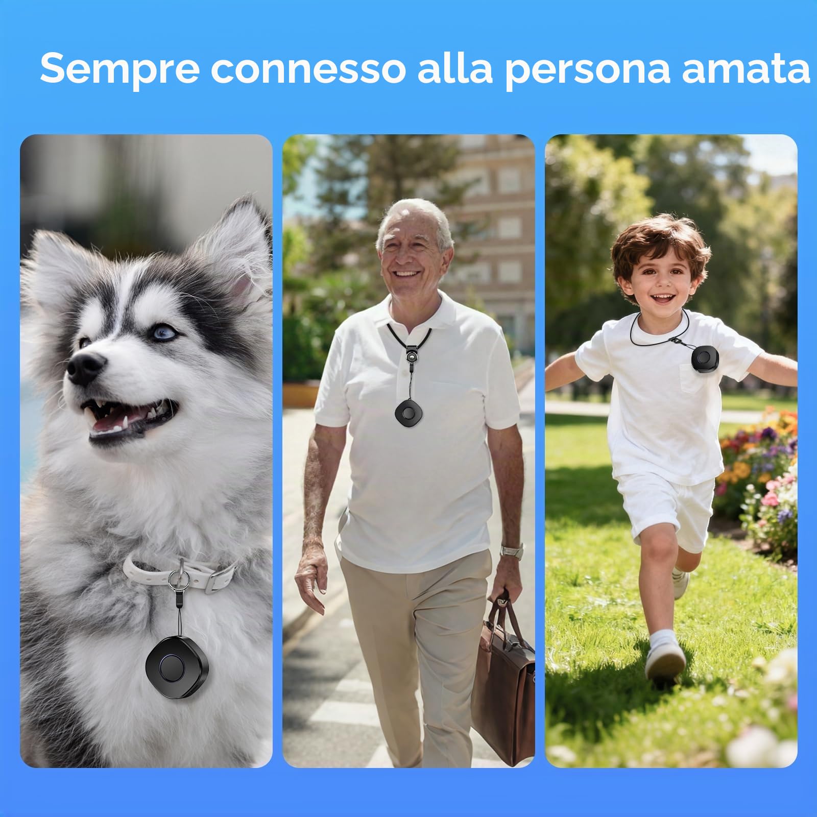 LNCOON Tracker GPS personale per bambini, anziani e cani, zaino mini localizzatore GPS portatile per auto con cinghia e clip per lo zaino, pulsante SOS richiesto abbonamento