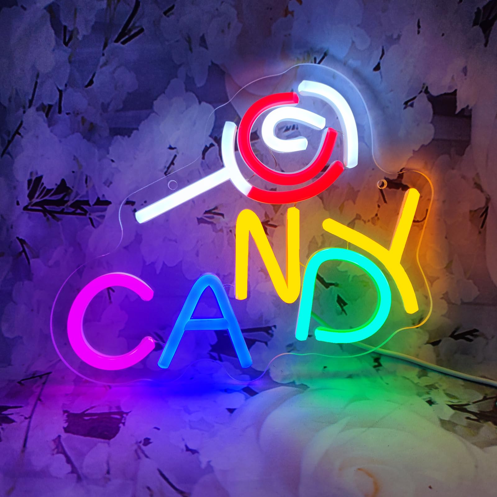INSNEnN Candy Neon Sign Candy Bar Signs Candy Shop Neon Candy Sign