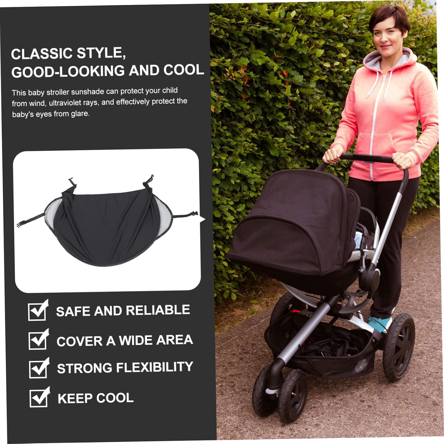 Toyvian Stroller Sun Shade Canopy Spandex Outdoor Cover for Sun Easy Installation Elastic Design Wide Coverage for Strollers