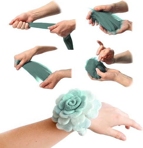 Miniatura 10 de Glaciart One Lana merino de fibra hiladora, súper suave, 10 colores mezclados (paquete de 3.5 onzas3.53 oz), lana sin hilar para fieltro y fieltro,