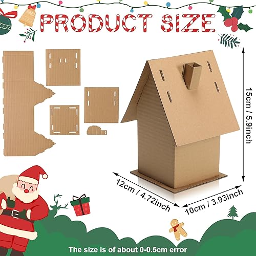 Miniatura 2 de Cholemy Paquete de 12 casas de jengibre de Navidad para niños, a granel, hacer una casa de cartón de jengibre, manualidades navideñas para Navidad,