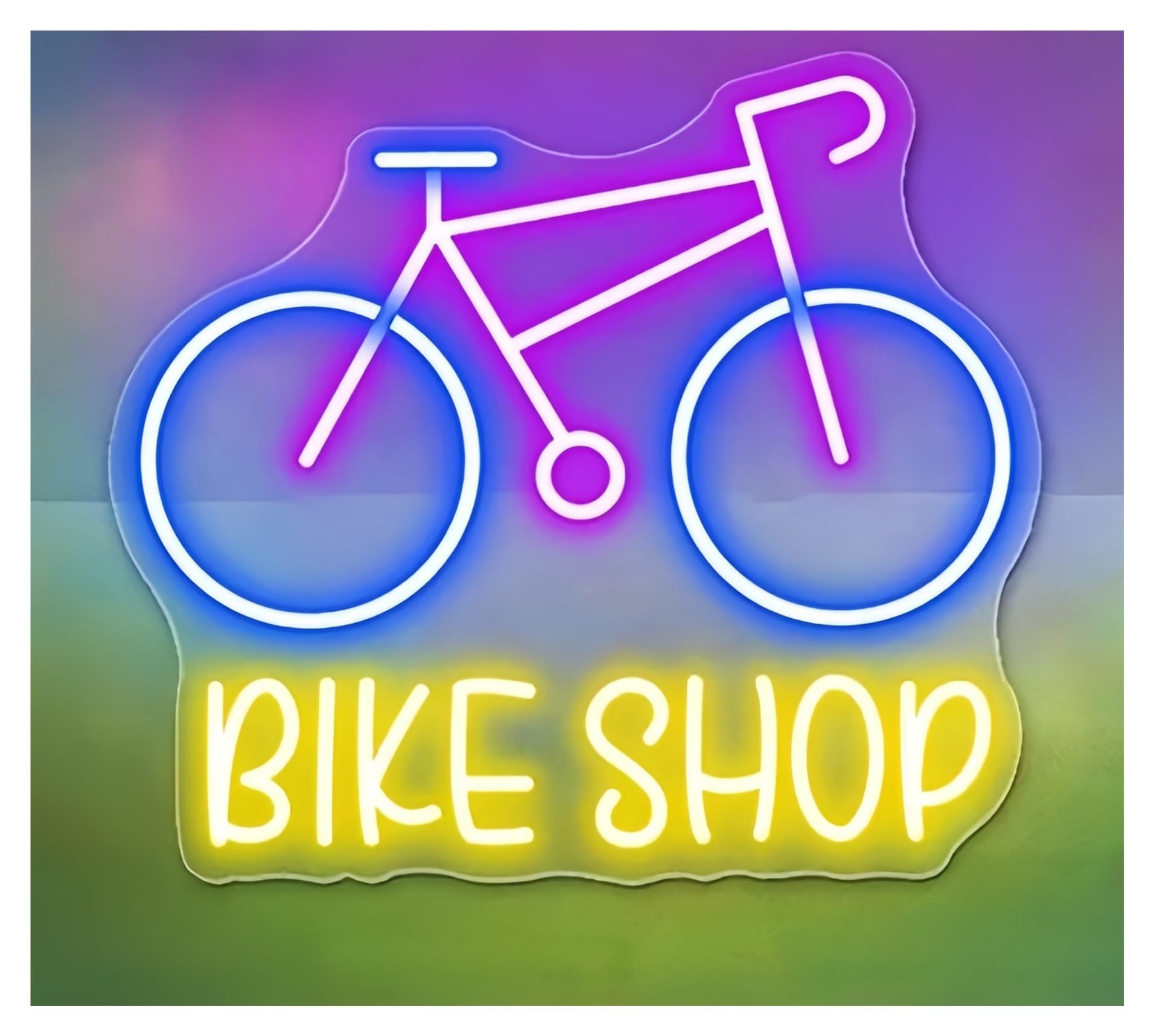 Shouxi E Sign Lamp Bik Neon Sign Bicycl Shop Open Wall Decor Cyclist Opening(,56X60cm)