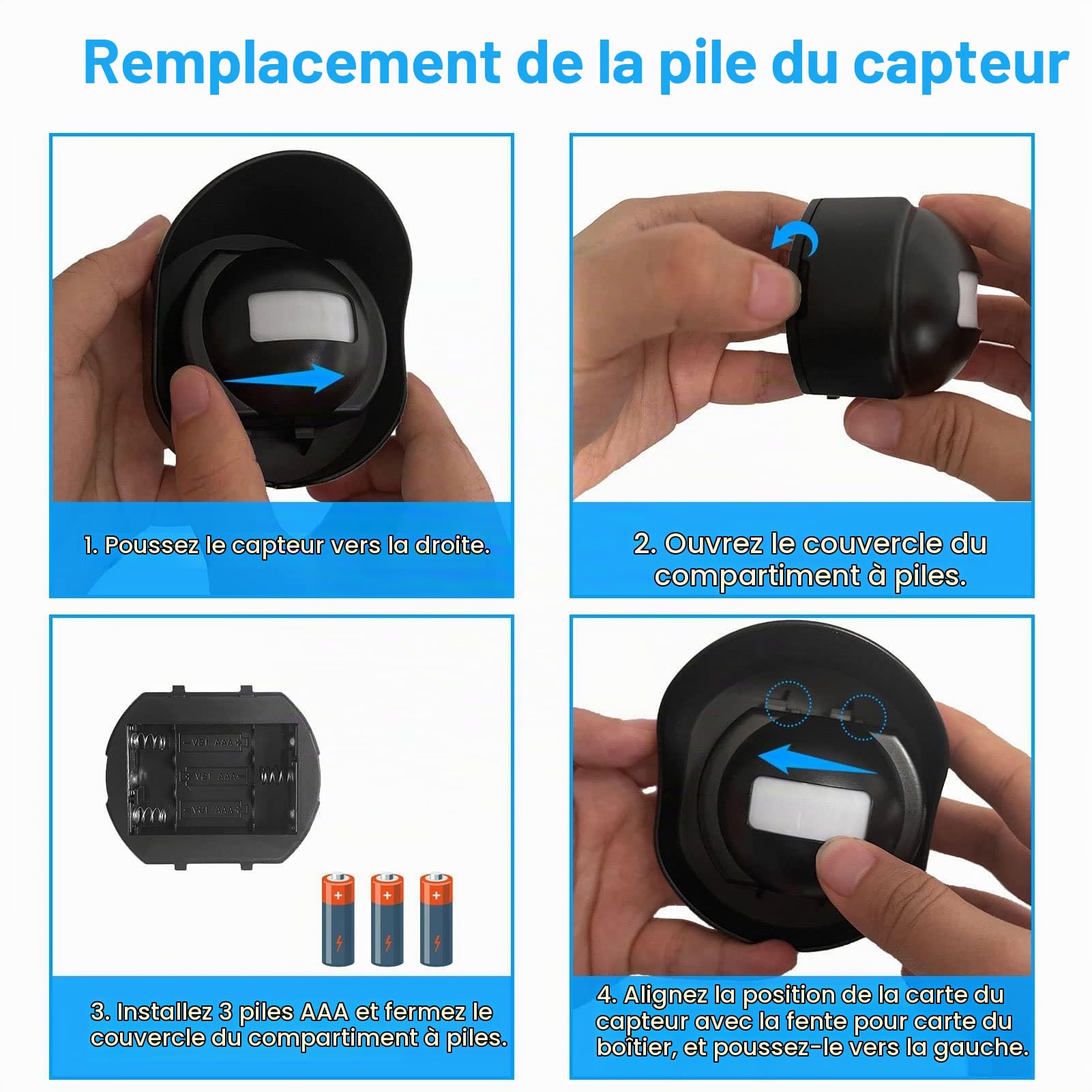 Fockety Alarme D'allée sans Fil, Détecteur de Mouvement Extérieur Longue Portée avec Portée sans Fil de 328 Pieds, 3 Options D'alarme, 38 Sonneries, étanche IP65 pour Système de sécurité