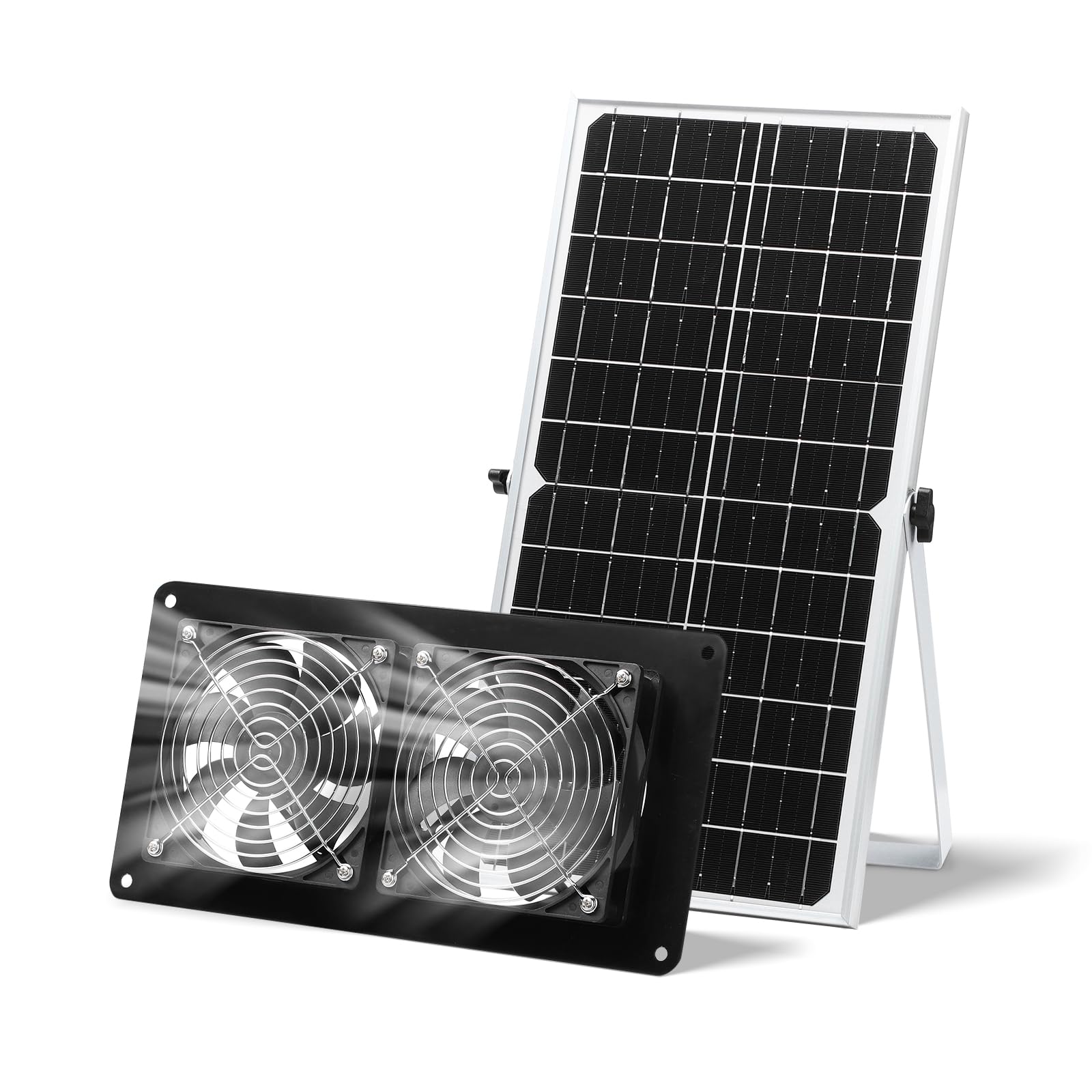 Ventilatore Solare 12W - Doppia Ventola - Per Serre, Pollai, Capannoni - Impermeabile IP65