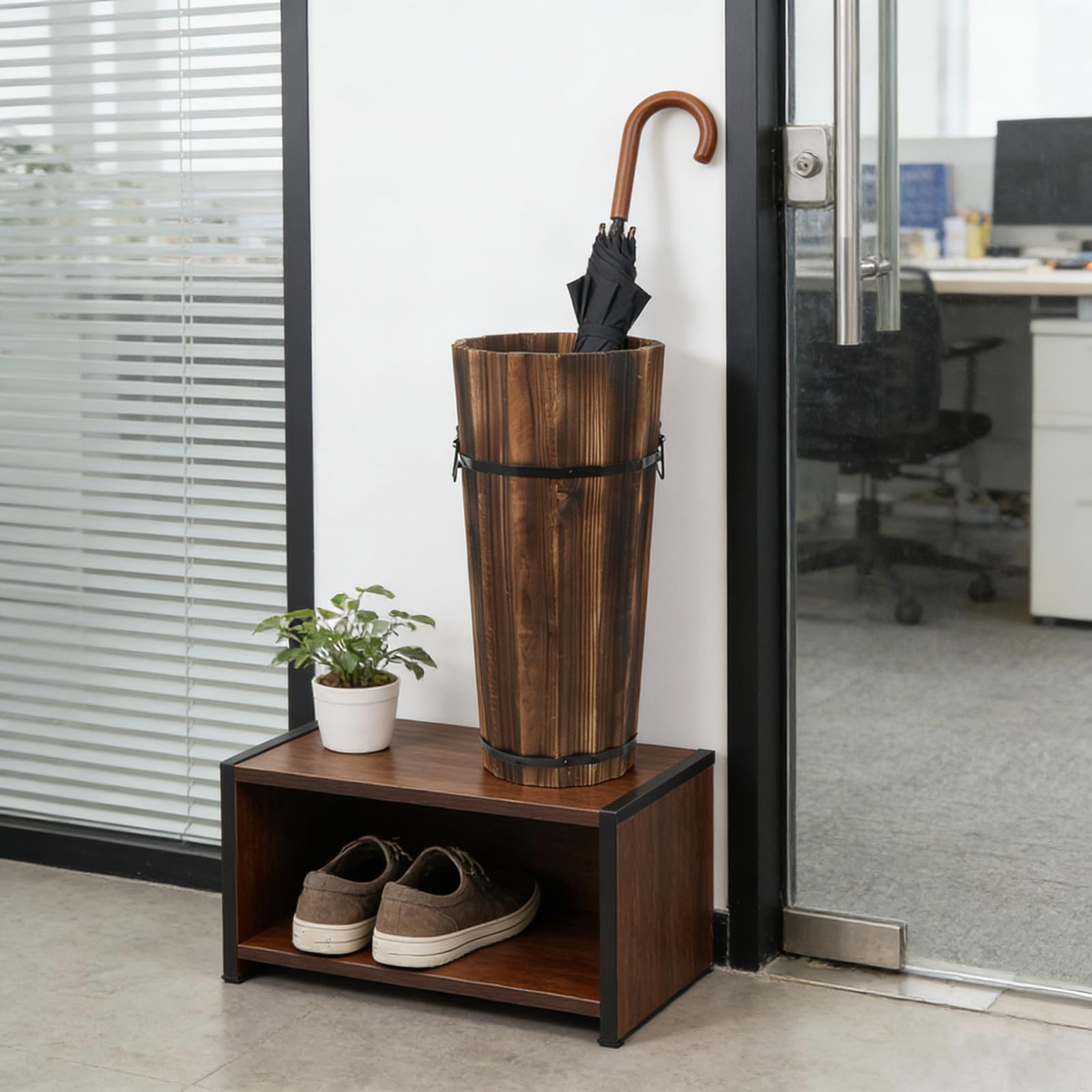 Portaombrelli e Design Multifunzionale Marrone Stile Vintage con Grande Capacità in Legno per Vari Ambienti Domestici