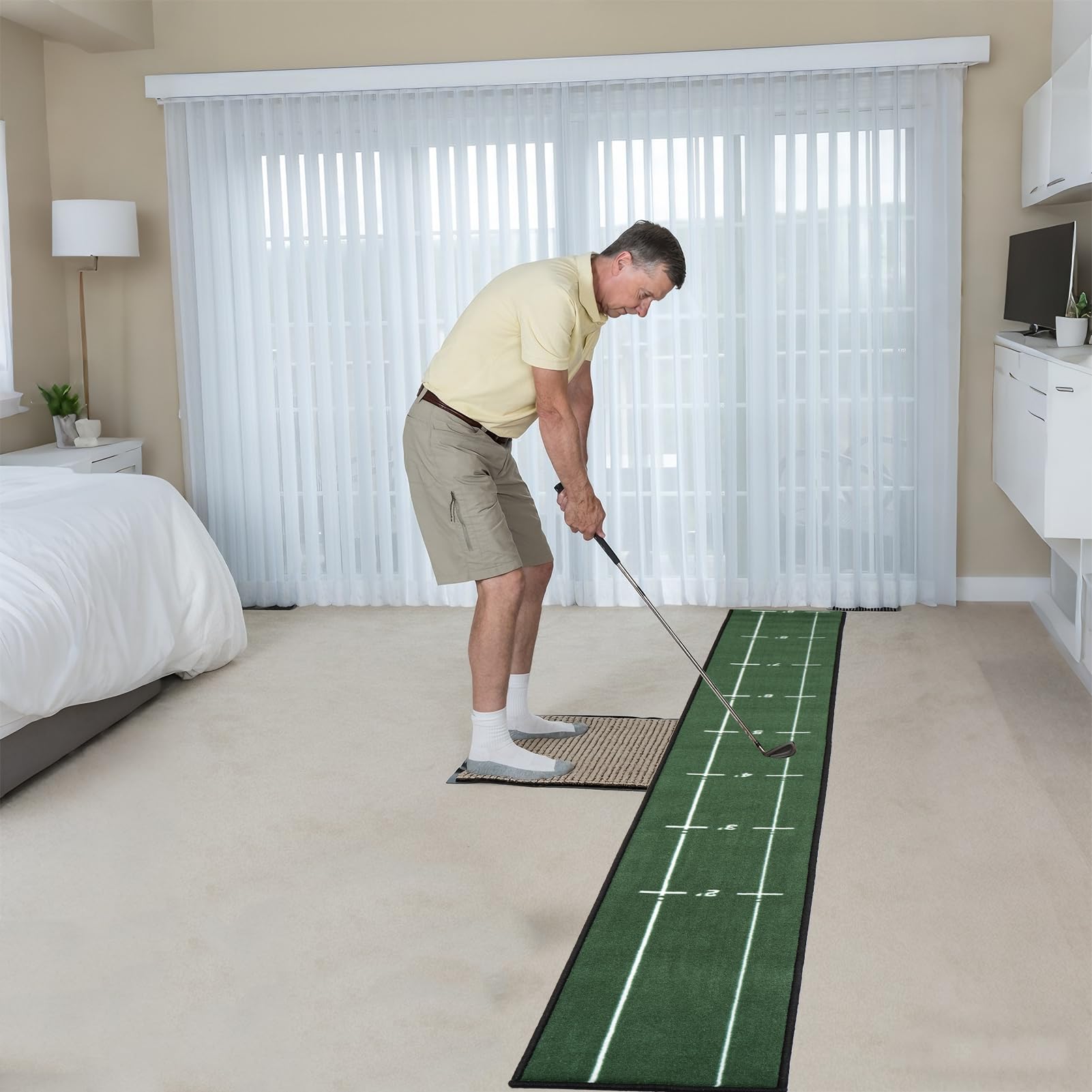 Rainmae Alfombrilla de golf para interiores de 30 cm de ancho y 280 cm de largo, para práctica de golf, ayuda a simular con pista de alineación y entrenamiento de putter