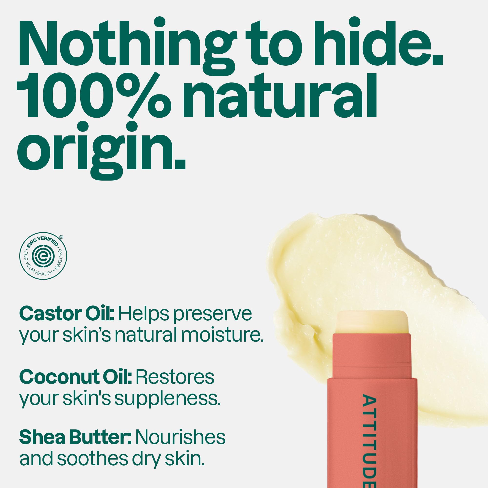 ATTITUDE Lip Balm Duo, EWG Verified, Naturally Derived Moisturizing Lip Care with Castor Oil, Coconut Oil & Shea Butter, Vegan, Raspberry Flavor, 0.14 Oz (Pack of 2)