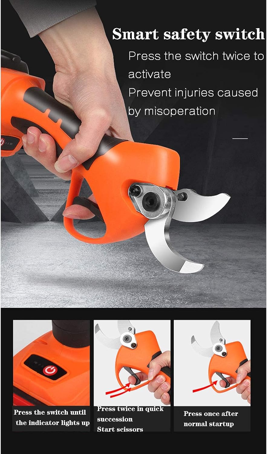 Electric Secateurs Cordless With Replacement 2000mAh Batteries, Cordless Pruner Rechargeable For Gardening Cutting Branches Fruit Trees (2.5cm in Diam