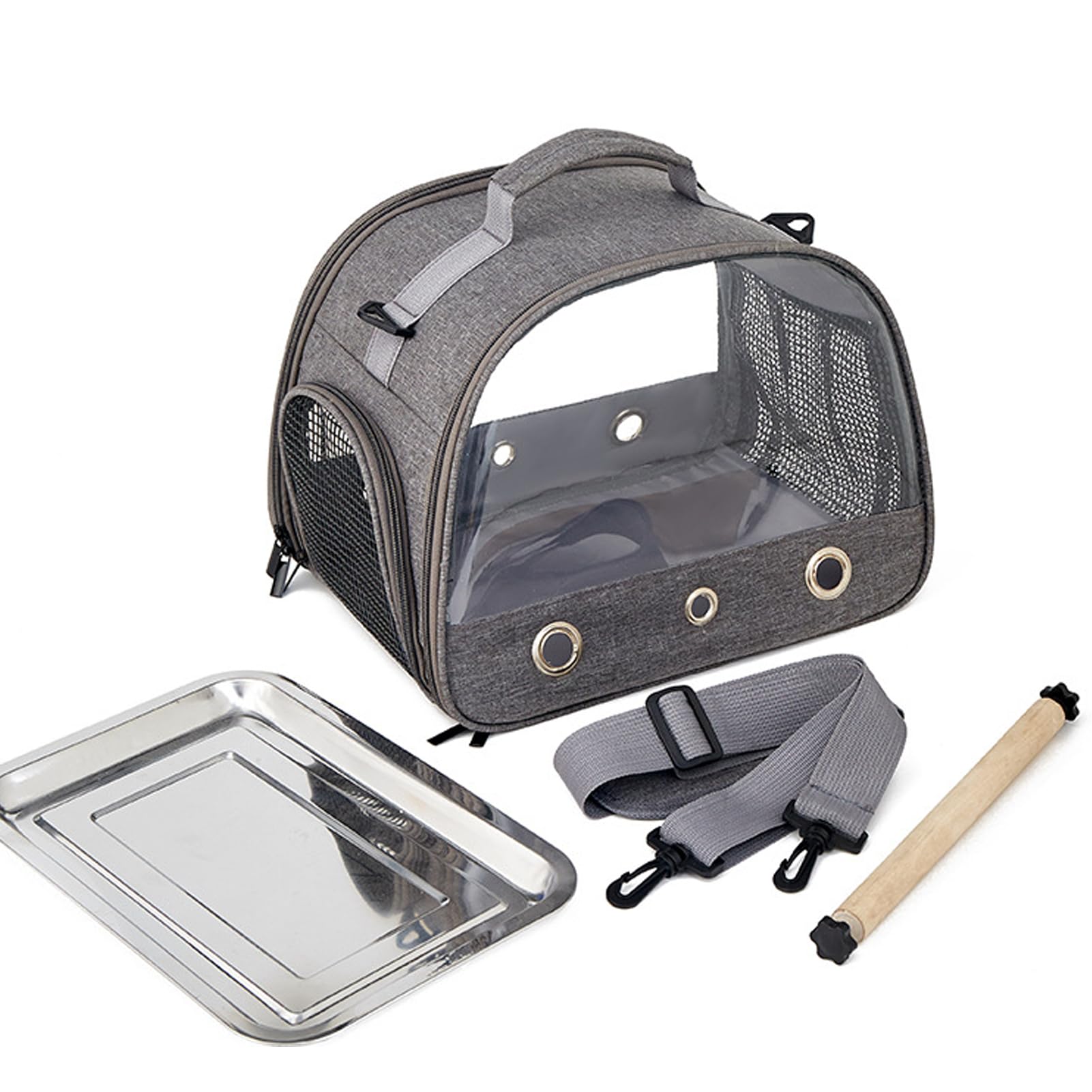 Vogel Tragetasche, Vogel-Tragetasche mit Stehstange und Edelstahl Tablett, 12.99 * 9.44 * 10.23in zusammenklappbar,für kleine Vögel, Papageien-Reisetasche, Kleintiere Reisen (Stil 1)