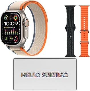 ساعة ذكية هالو 9 الترا 2، 49 ملم، اموليد، شاشة دائمة، مراقب ضغط الدم، تشبع الاكسجين، وضع رياضي متعدد، 3 اسوار، باللغة العربية غير قابلة للعكس (ليست جهاز طبي) (ذهبي وهران)