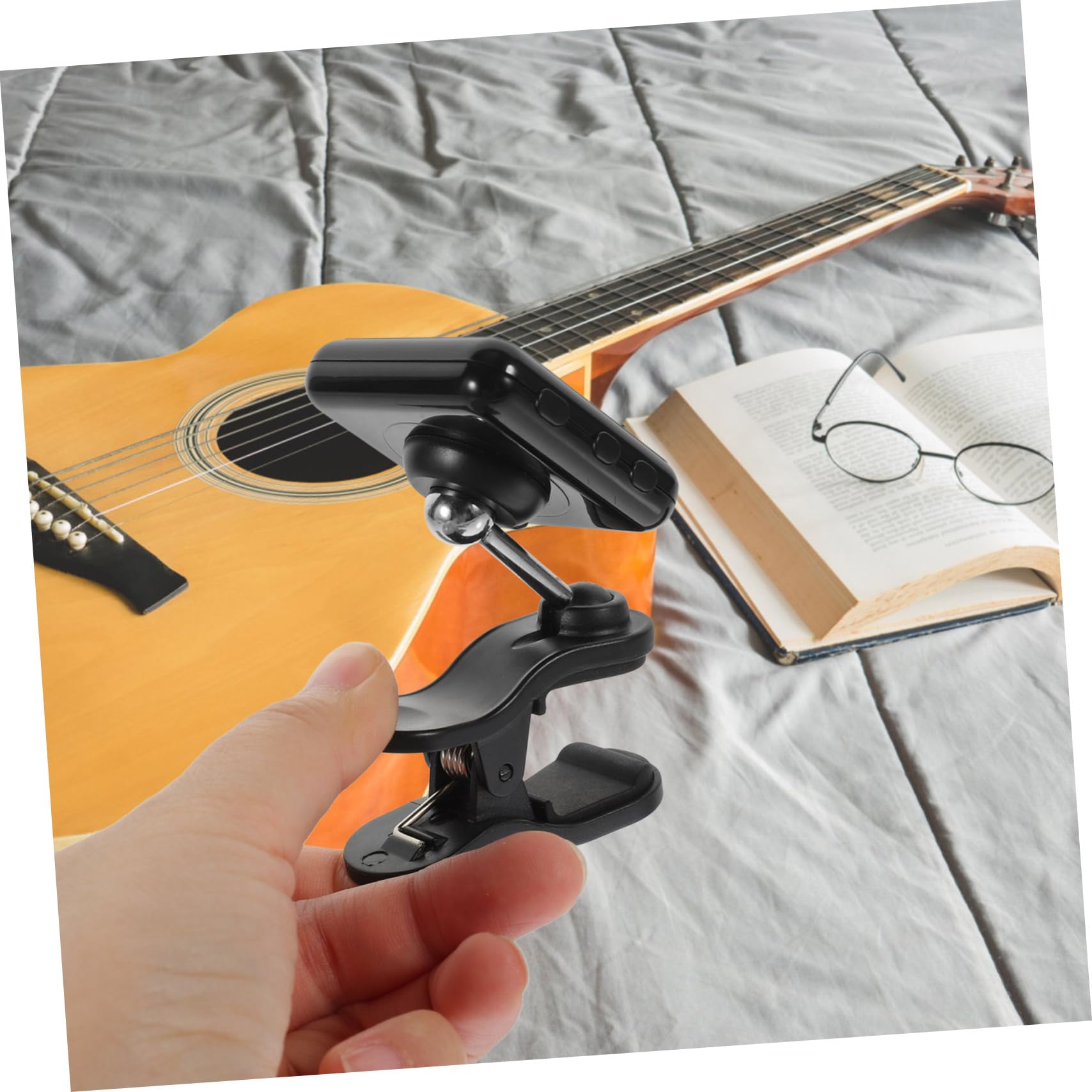 Accordatore Clip per Chitarra Multifunzione Ricaricabile Nero | Tecnologia di Accordatura Avanzata, Abs, per Ukulele e Violino, Accessori per Strumenti a Corda
