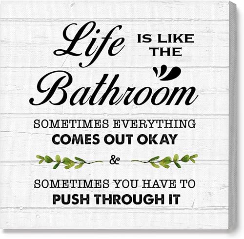 Arte de pared con texto en inglés Life is Like The Bath, divertido arte de pared de baño, póster de lienzo con marco de lienzo para decoración de disponible en Yaxa El Salvador