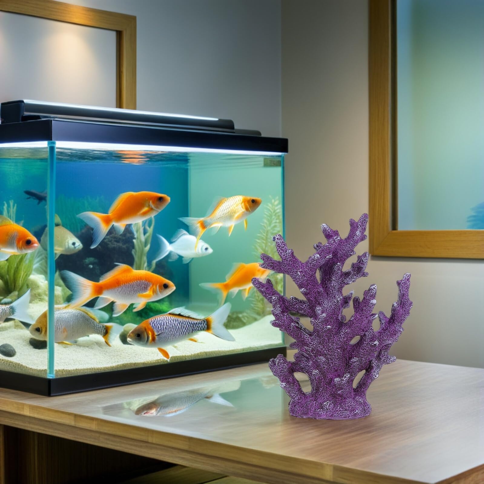 Symulowany Posąg Koralowca Wystrój Zbiornika z Rafą Koralową Wystrój Sztucznej Rafy Aquarium Coral Reef Rośliny Akwariowe Ozdoby Zbiorników Rafowych Sztuczny Koral Purple