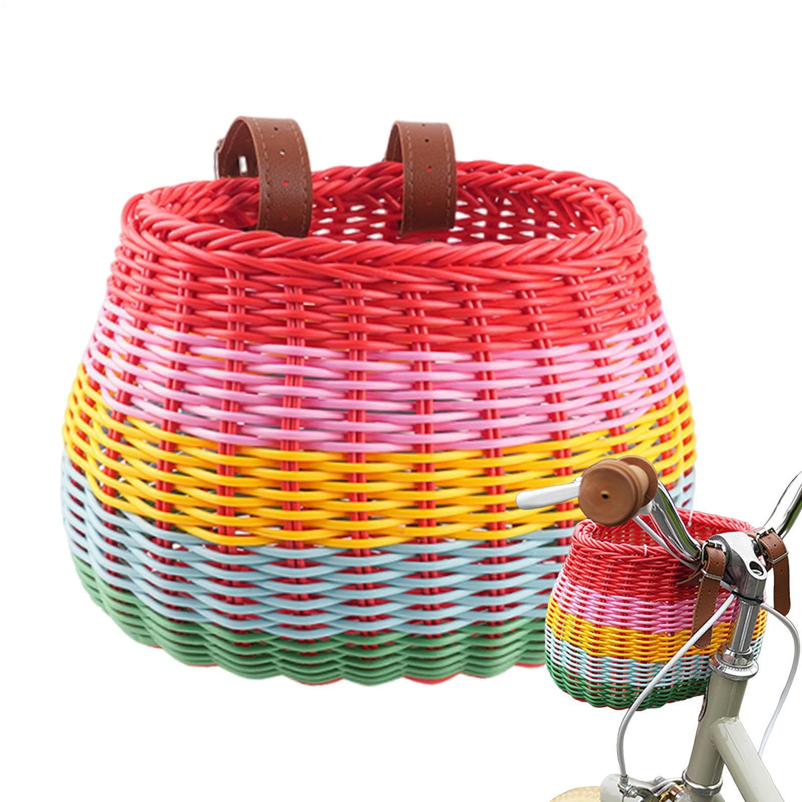 Cesta de bicicleta para niños tejida con accesorios de ciclismo para manillar 8