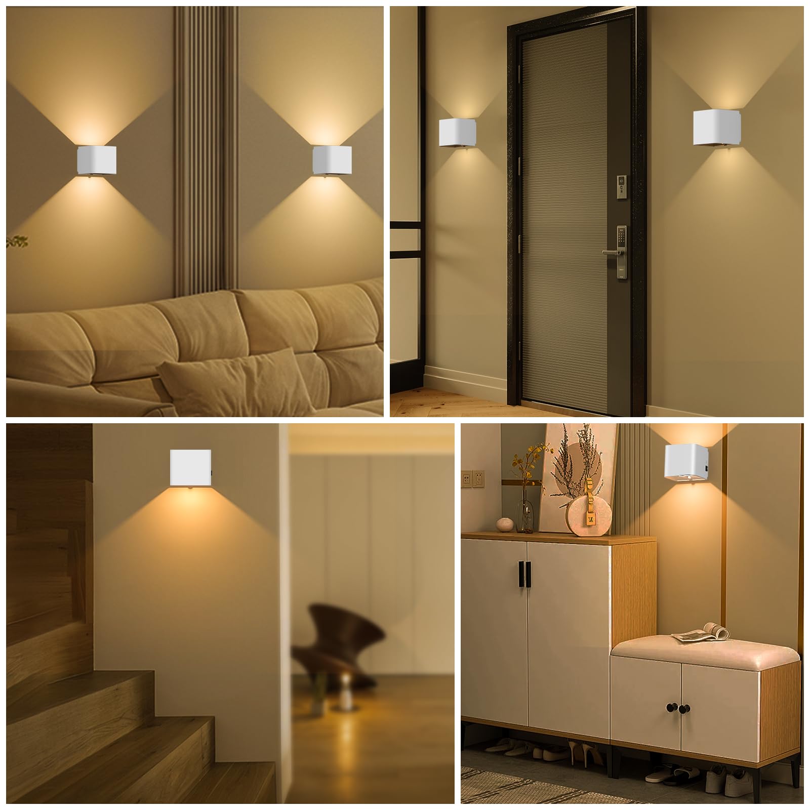 Applique Murale LED RGB Rechargeable - Lot De 2, 16 Couleurs, Tactile, Rotation 360°