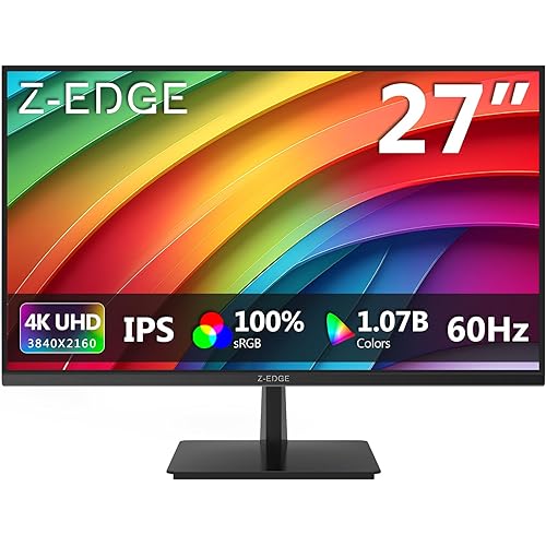 Z-Edge U27P4K 27-inch 4K Monitor IPS Ultra HD 3840x2160, 60Hz Refresh Rate, PC Monitor Gaming, 100% sRGB, HDMI x 2 and DP x 2