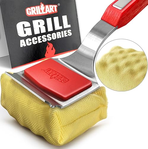 GRILLART Cepillo de parrilla sin cerdas. Cabezal de limpieza reemplazable SteamWizards para barbacoa, herramienta raspadora única sin costuras para