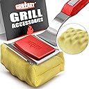 GRILLART Grill Brush Bristle Free. SteamWizards BBQ Replaceable Cleaning Head, Unique Seamless-Fit Scraper Tool for Cast Iron/Stainless-Steel Grates, Safe Barbecue Grill Cleaner-Red