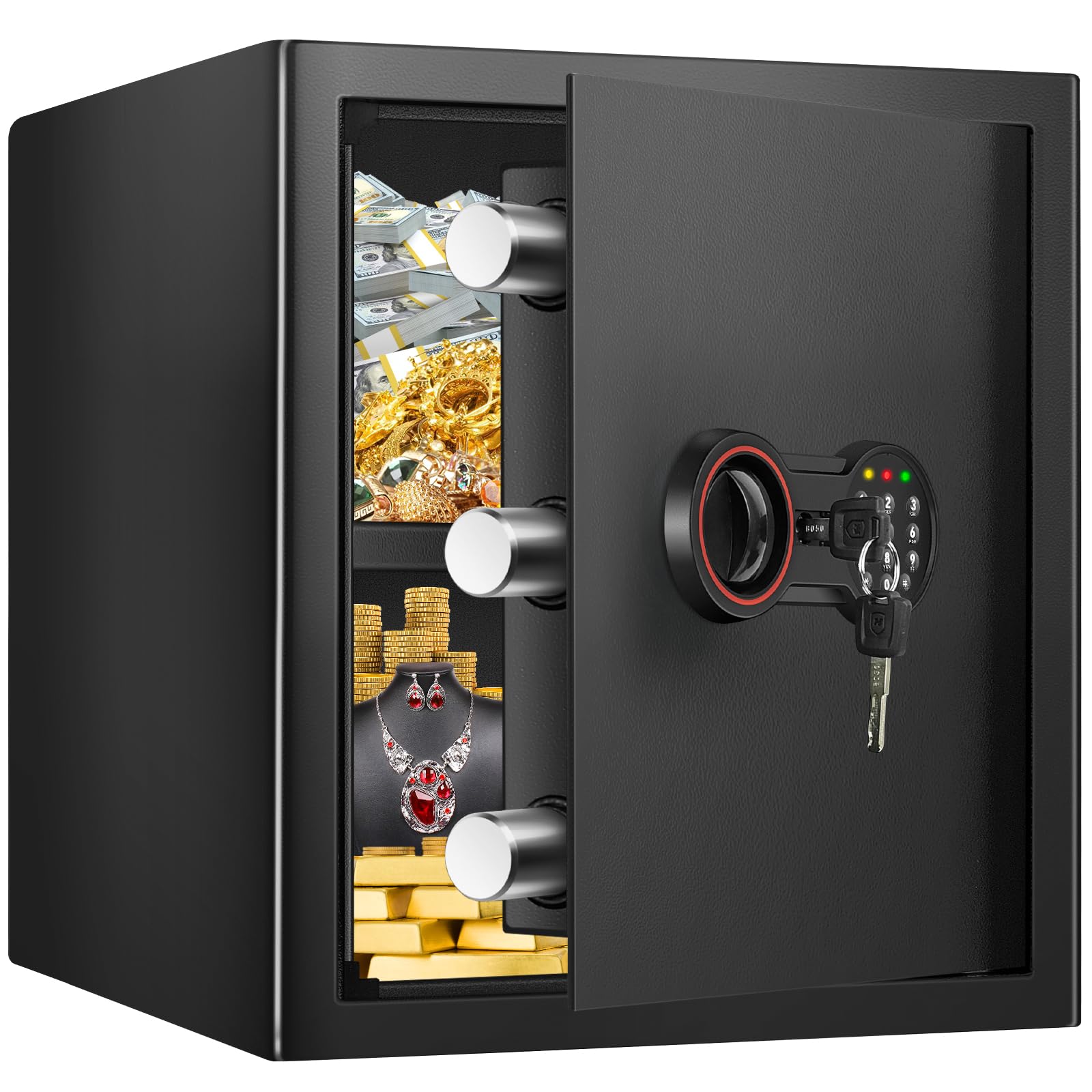 40L Fireproof Home Safe Box With A4 Fireproof Bag, Anti-Theft Fireproof Safe With Keypad Led Indicator, Security Digital Safe Box For Home Money Jewelry Medicines Documents - View #6
