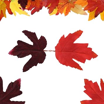 50 Pcs 2-Leaf Artificial Maple Leaves Bulk Burgundy
