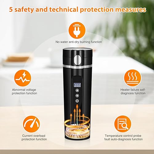 Miniatura 2 de Hervidor de automóvil, hervidor de viaje de 12 V24 V, hervidor portátil ajustable de 86.0-212.0 F, taza de calefacción para automóvil de hervir